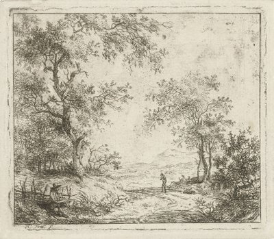 Paisaje con dibujante y excursionista. Seis paisajes (título de la serie) de Hermanus Fock