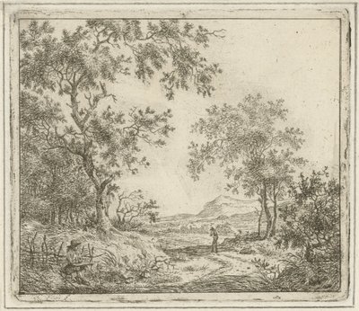 Paisaje con dibujante y excursionista. Seis paisajes (título de la serie) de Hermanus Fock