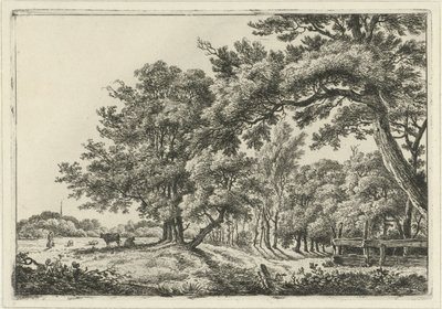 Paisaje con dos vacas a la sombra. de Hermanus Fock