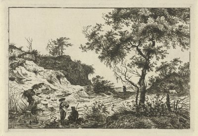 paisaje con mujer con sombrero de Hermanus Fock