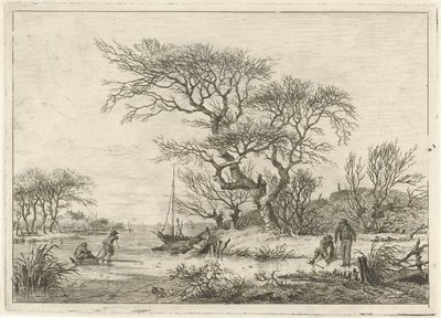 Paisaje de invierno con patinadores. de Hermanus Fock