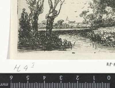 Paisaje con dos sauces desmochados de Hermanus Jan Hendrik van Rijkelijkhuysen