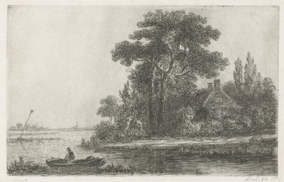 paisaje de río con faro de Hermanus Jan Hendrik van Rijkelijkhuysen