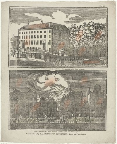 La prisión de Amsterdam y una casa del canal en llamas de Hermanus Numan
