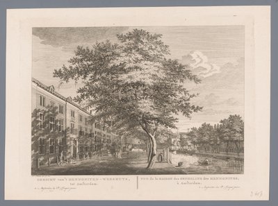 Vista del orfanato menonita de Amsterdam Vista del orfanato menonita, a Amsterdam / Vue de la Maison des Orphelins des Mennonites, à Amsterdam (título sobre el objeto) de Hermanus Petrus Schouten (possibly)