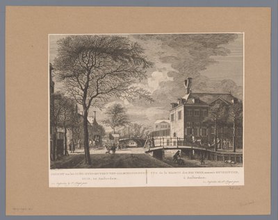 Vista del Oudezijds Huiszithuis en Amsterdam Vista de Oude-Zyds-Huysziten-Almoesseniershuis, a Amsterdam / Vue de la maison des pauvres, nommée Huyszit, à Amsterdam (título sobre el objeto) de Hermanus Petrus Schouten (possibly)