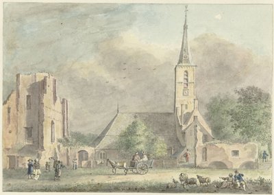 Iglesia y ruinas de la abadía en Rijnsburg de Hermanus Petrus Schouten