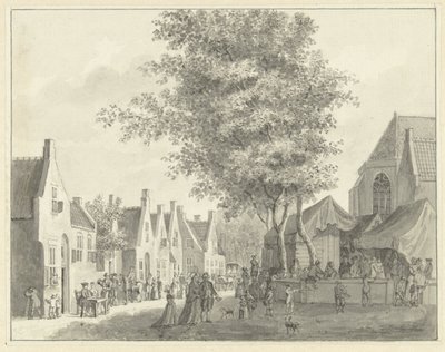 Mercado en el pueblo de Valkenburg de Hermanus Petrus Schouten