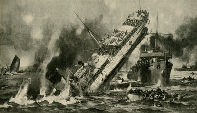 El hundimiento del Anglia, Primera Guerra Mundial, 17 de noviembre de 1915, c1920 de Hermanus Willem Koekkoek