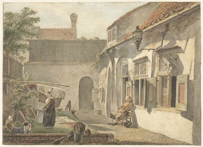 Patio con figuras en Utrecht de Hermanus van Brussel