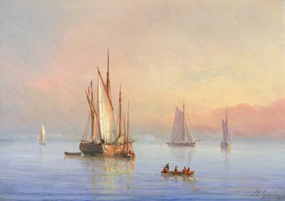 Barcos en calma de Herminie or Henriette Gudin