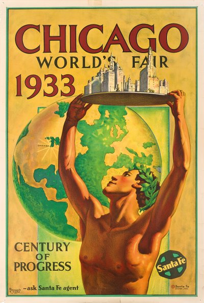 Cartel publicitario de la Exposición Universal de Chicago de 1933 de Hernando Villa