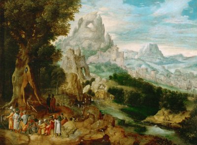Paisaje con San Juan Bautista predicando de Herri met de (c.1510 p.1550) Bles
