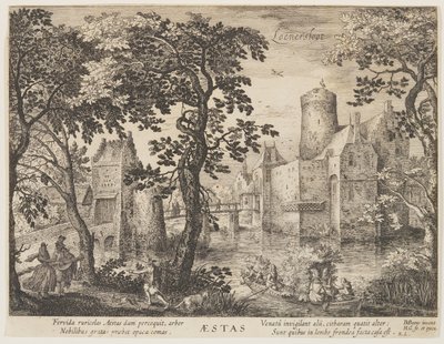Loenersloot - Verano, de Las estaciones, Vista de los castillos en los alrededores de Ámsterdam de Hessel Gerritsz