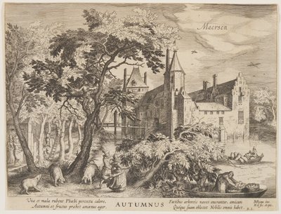Maersen - Otoño, de Las estaciones, Vista de los castillos en los alrededores de Ámsterdam de Hessel Gerritsz