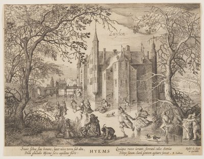 Zuylen - Invierno, de Las estaciones, Vista de los castillos en los alrededores de Ámsterdam de Hessel Gerritsz