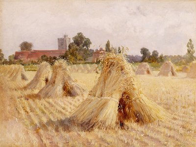 Montones de maíz junto a la iglesia de Bray, 1872 de Heywood Hardy