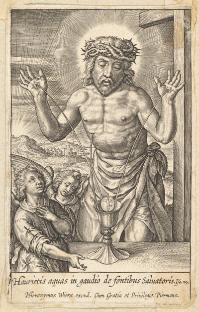 La sangre del Redentor venerada por dos ángeles, antes de 1619 de Hieronymous Wierix