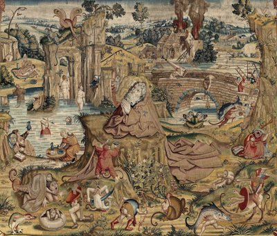 Tapiz inspirado en la obra de El Bosco, c.1560 (oro, plata, seda y lana) de Hieronymus (after) Bosch