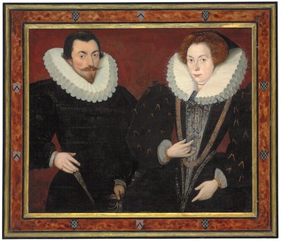 Doble retrato de Sir John Harington (1560-1612), de Kelston, y Mary, Lady Harington (c. 1571-1634), c.1589-93 (óleo sobre tabla transferido a tabla) de Hieronymus (attr. to) Custodis