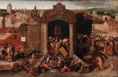 Cristo expulsando a los mercaderes del templo, c.1570-5 de Hieronymus (follower of) Bosch