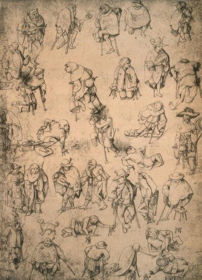 Lisiados, mendigos y músicos callejeros de Hieronymus Bosch