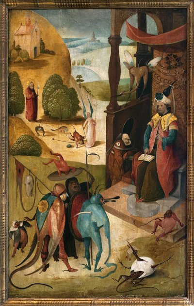 Santiago el Mayor y el mago Hermógenes. Pintura de Hieronymus Van Aeken (Aken) llamado Jerome Bosch (1450-1516), óleo sobre madera de Hieronymus Bosch
