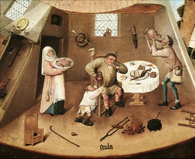 Los siete pecados capitales: avaricia (detalle) de Hieronymus Bosch