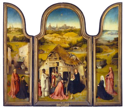 La adoración de los Magos o la Epifanía, tríptico de Hieronymus Bosch