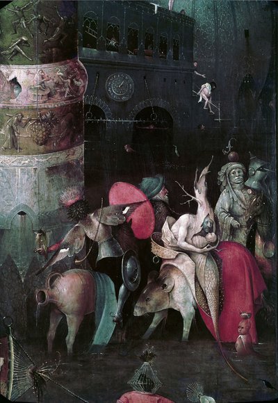 La tentación de San Antonio (detalle) del panel central de un tríptico, entre 1495 y 1515 de Hieronymus Bosch