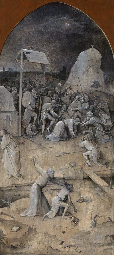 La tentación de San Antonio. Tríptico, reverso: La captura de Cristo, 1500-1501 de Hieronymus Bosch