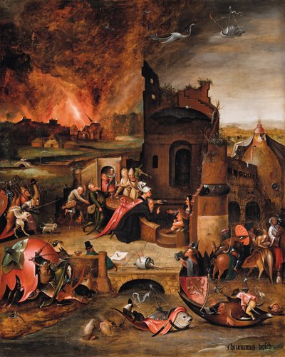La tentación de San Antonio el Grande (óleo sobre madera) de Hieronymus Bosch