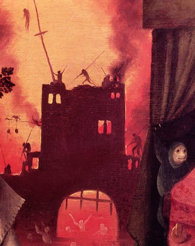 Visión de Tondal, detalle de la puerta ardiente (detalle) de Hieronymus Bosch
