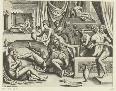 bañar a hombres y mujeres de Hieronymus Cock