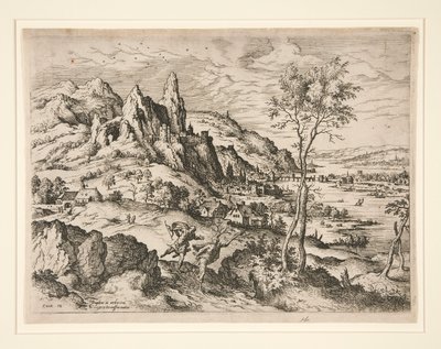 Dafne perseguida por Apolo, de Paisajes con Escenas Bíblicas y Mitológicas de Hieronymus Cock