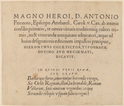 Página de dedicación de Hieronymus Cock