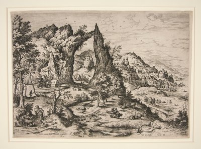 Judas y Thamar, de Paisajes con Escenas Bíblicas y Mitológicas de Hieronymus Cock