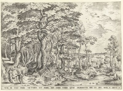 Paisaje con la tentación de Cristo de Hieronymus Cock
