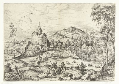 Mercurio y Argus Paisajes con escenas bíblicas y mitológicas (título de serie) de Hieronymus Cock