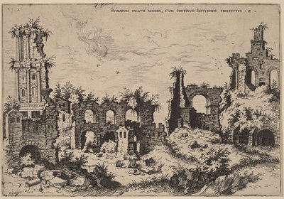 Ruinas del Palatino con el Septizonium de Hieronymus Cock