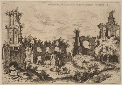 Ruinas del Palatino con el Septizonium de Hieronymus Cock