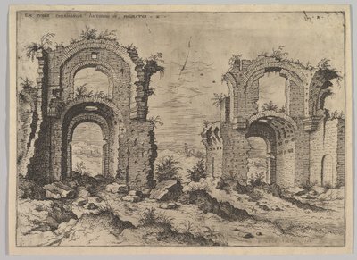 Segunda Vista de los Baños de Diocleciano, de la serie de Ruinas Romanas, 1550 de Hieronymus Cock