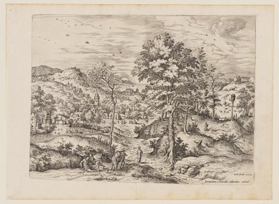 El buen samaritano, de Paisajes con escenas bíblicas y mitológicas de Hieronymus Cock