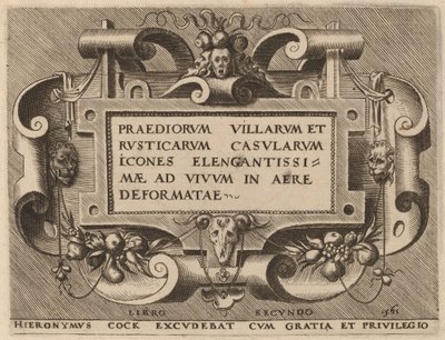 Página de título para "Praediorum Villarum" de Hieronymus Cock