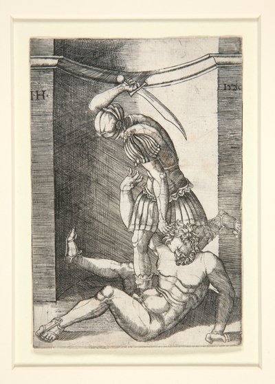 Soldado matando a un hombre desnudo de Hieronymus Hopfer