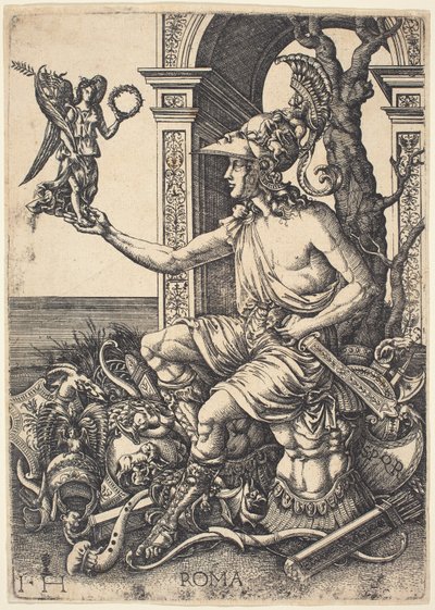Personificación de Roma de Hieronymus Hopfer after Giovanni Battista Palumba
