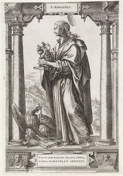 H. San Juan Evangelista
S. Iohannes (título en el objeto)
Cristo y los doce apóstoles, y San Pablo (título de la serie) de Hieronymus Wierix