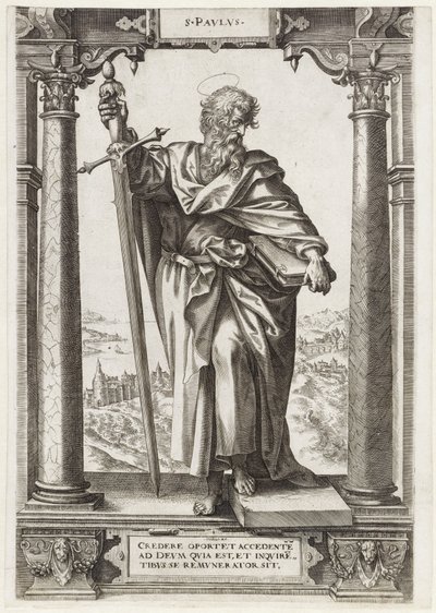 H. Pablo de Tarso
S. Pavlvs (título en el objeto)
Cristo y los doce apóstoles, y San Pablo (título de la serie) de Hieronymus Wierix