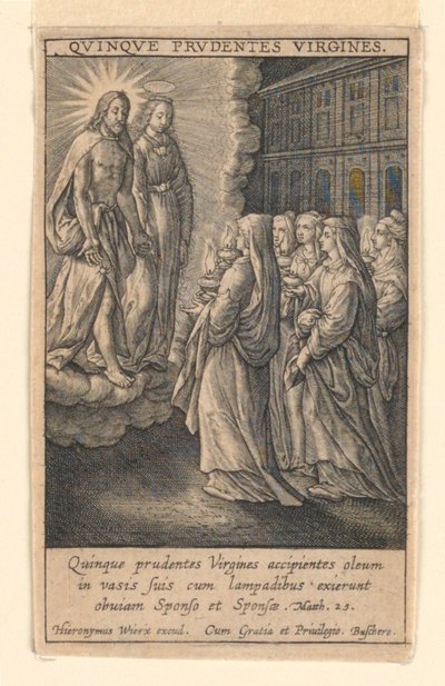 Las cinco vírgenes prudentes, de la suite "Speculum Virginitatis" de Hieronymus Wierix