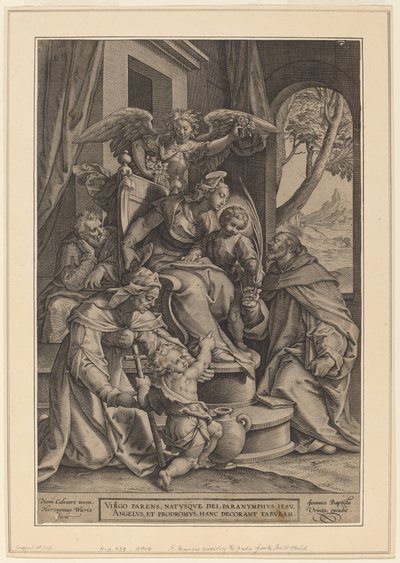 El parentesco sagrado de Hieronymus Wierix after Denys Calvaert